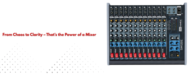 A professional sound mixer is used for live performances and studio recordings.