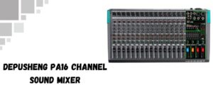 The image shows a depusheng 16 channel mixer.