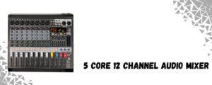 The image shows a 5 core 12 channel audio mixer